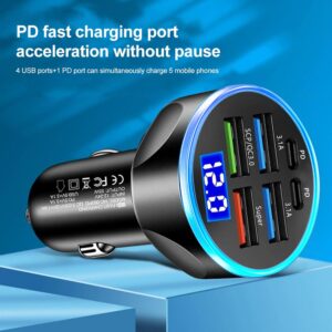 6 Ports USB Car Charger 4 USB+2 PD Fast Charging
