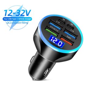 6 Ports USB Car Charger 4 USB+2 PD Fast Charging