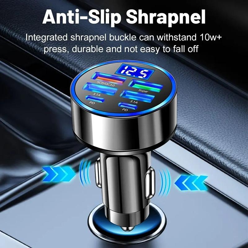 6 Ports USB Car Charger 4 USB+2 PD Fast Charging